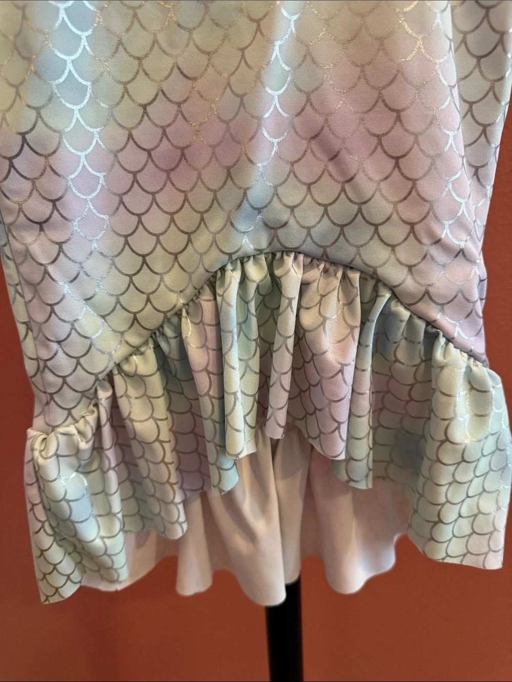 Janie and Jack Pastel Mermaid Scale One-Piece Swimsuit with tail cover up bottom